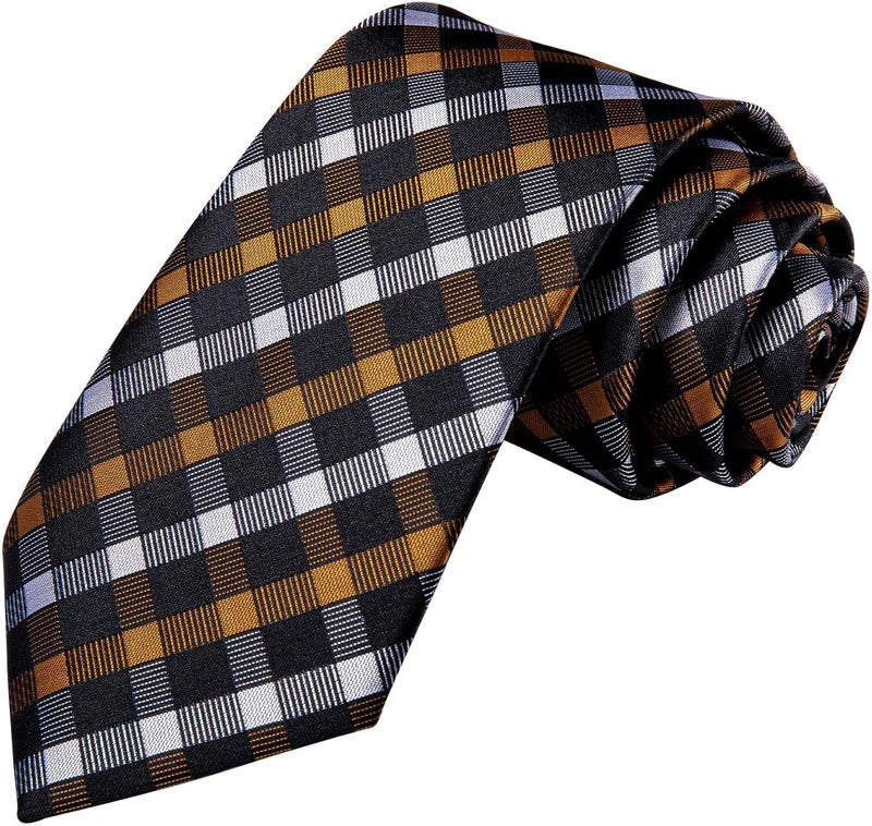 Dubulle Mens Tie Set Solid Paisley Silk Striped Necktie for Men with Cufflinks Tie and Pocket Square - Image 4